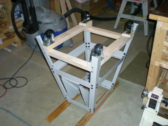 Shop made mobile base for jointer 