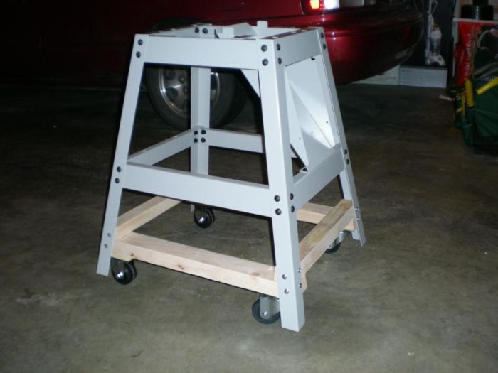 Shop made mobile base for jointer 
