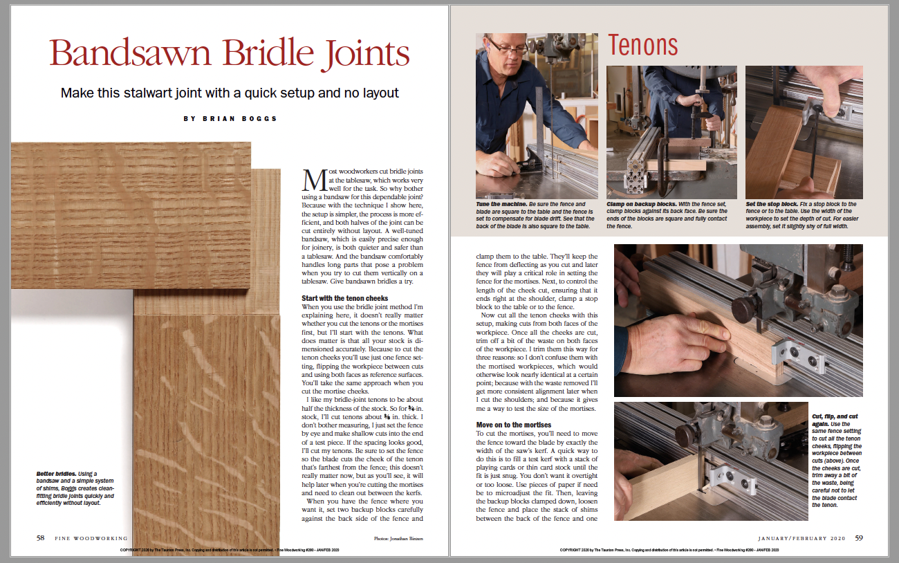 Bandsawn Bridle Joints FineWoodworking