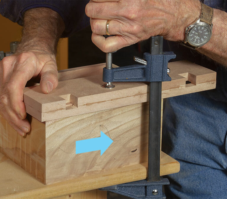 Hinge mortise jig for boxes FineWoodworking