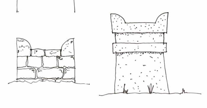 Élévations des autels typiques à quatre cornes.