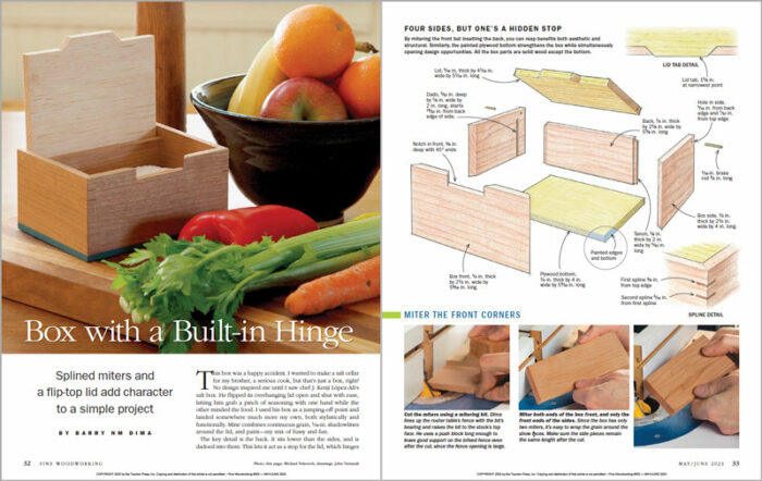 Make a box with a built-in hinge - FineWoodworking