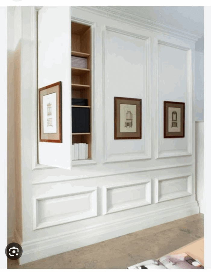 Image showcasing Request your input on a media wall with hidden shelves - FineWoodworking