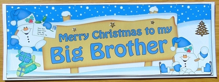 large DL Merry Christmas TO MY BIG BROTHER Snowball Sam 3D decoupage