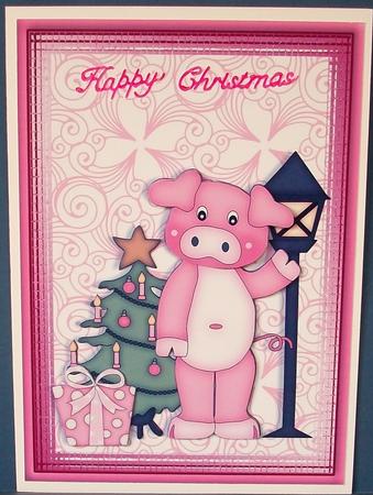 Piggy Christmas Card Front with Decoupage - CUP359197_376 | Craftsuprint