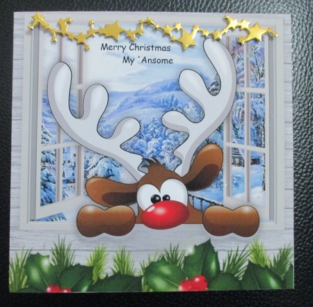 Reindeer Peeping Through The Window 8x8 - CUP832898_983 | Craftsuprint