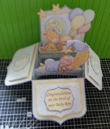 3D Pop-Up Baby Boy Greeting Card - Elephant Design Elastic Pop Up Card