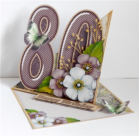 Vintage Easel 80th Birthday Card Kit 1182 - CUP768548_2166 | Craftsuprint