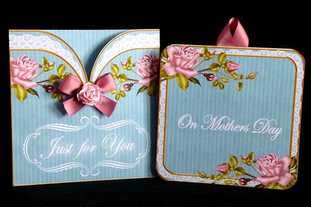 Pink Rose Blue Mothers Day Vintage Pocket Pull Card Kit - CUP399734_10 ...