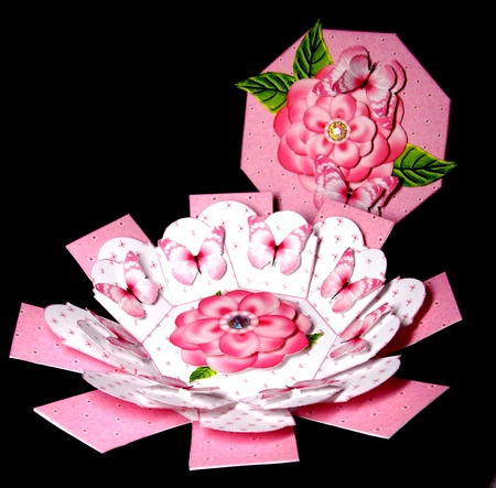 Shades of pink octagonal exploding box card - CUP896375_20842 ...