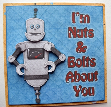 Im Nuts and Bolts About You 7 x 7 Inch Card Front with Decoupage ...