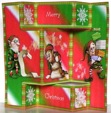 Christmas Elves Tri Fold Shutter Card - CUP341410_376 | Craftsuprint