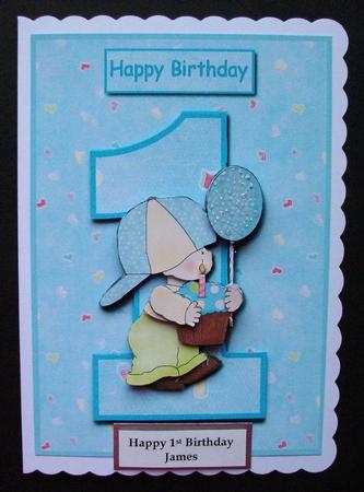 Boy 1st Birthday Card Front with Decoupage - CUP94335_56 | Craftsuprint