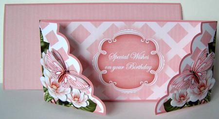 Pink Butterfly Special Birthday 3D Fancy Lattice 3D Card Kit