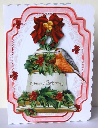 Vintage Holly & Berry Bell, with Holly and Bow on Lace - CUP566449_415
