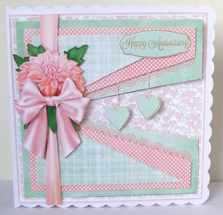 Mint &amp; Pink Dahlia with Dangling Hearts Card - CUP601632_1550 ...