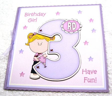 3rd Birthday card for little girl with large number 3 - CUP719996_2306 ...