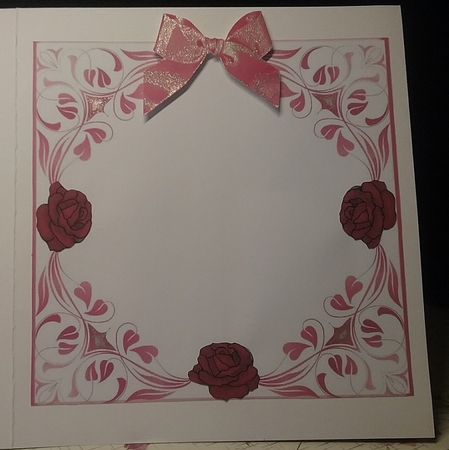 pretty ornate card front/insert with leaves in candy pink 7x7 ...