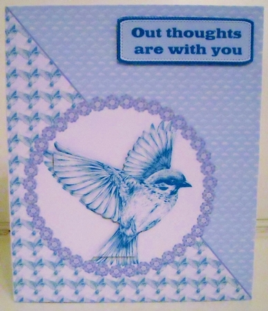 Blue bird sympathy card front. - Photo by Pam Stubley