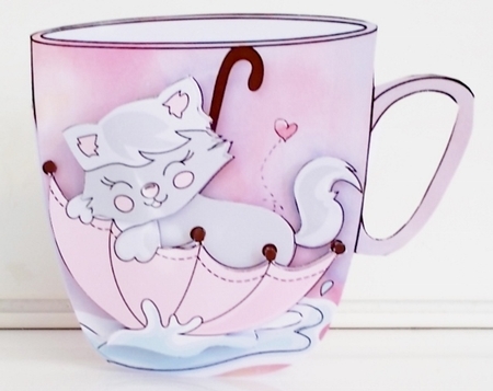 Splashing Fun Kitten on a Pink Cup Shaped Card - CUP991688_38 ...