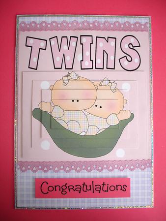 Twins! New Baby Twin Girls Card - CUP62511_614 | Craftsuprint