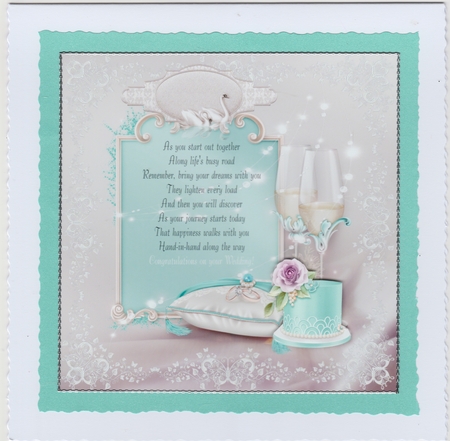 Beautiful wedding verse card front with decoupage and sentiments ...