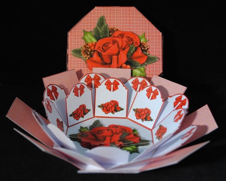 Plaid red Christmas roses exploding box card - CUP904421_20842 ...