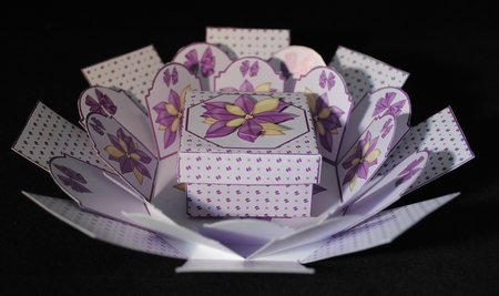Lilac poinsettia octagonal exploding box card with gift box ...
