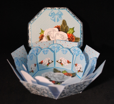 Ice blue, white Christmas roses exploding box card - CUP905649_20842 ...