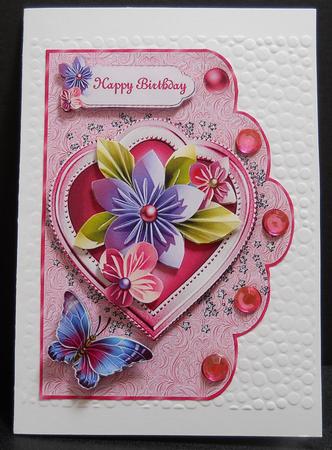 Origami Flowers and Butterfly Scallop A4 Card Front ...