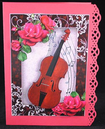 Beautiful Hot Pink Roses with Violin - CUP554167_983 | Craftsuprint