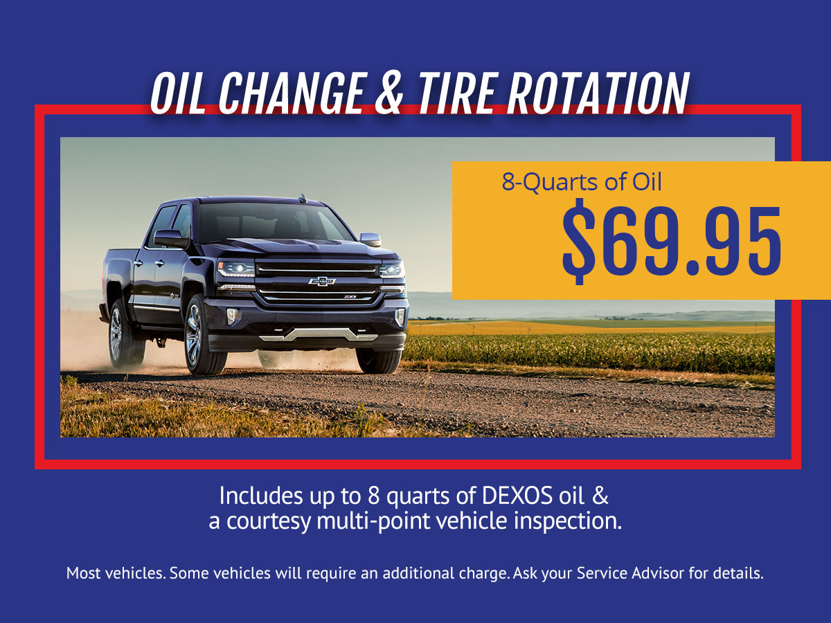 Truck SUV Oil Change & Tire Rotation Service Special Coupon Feldmam Chevrolet Livonia