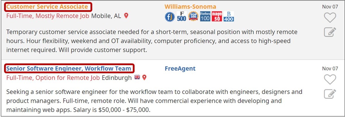 job search tip using the job icons on flexjobs job title for customer service