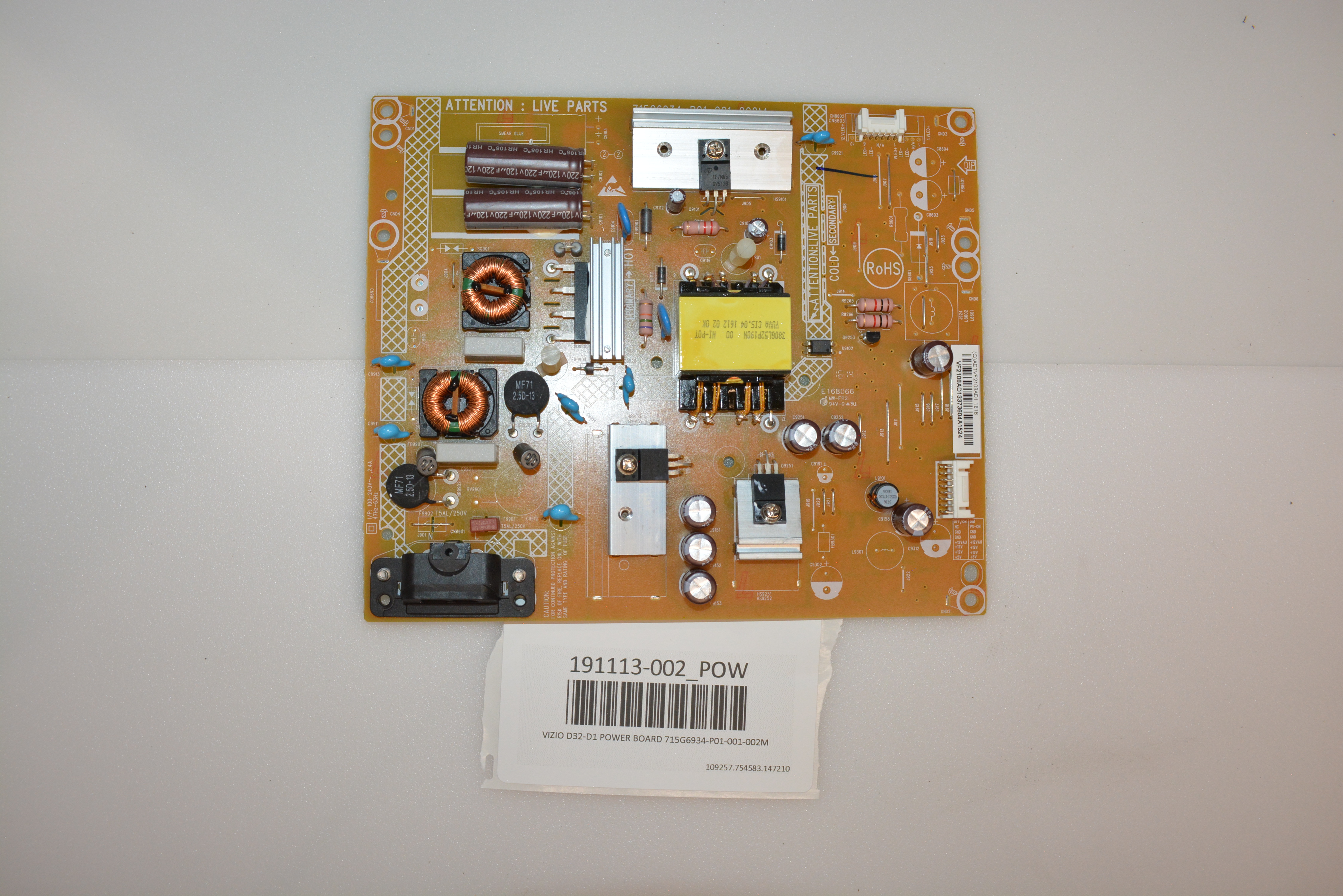 VIZIO D32D1 POWER BOARD 715G6934P01001002M eBay