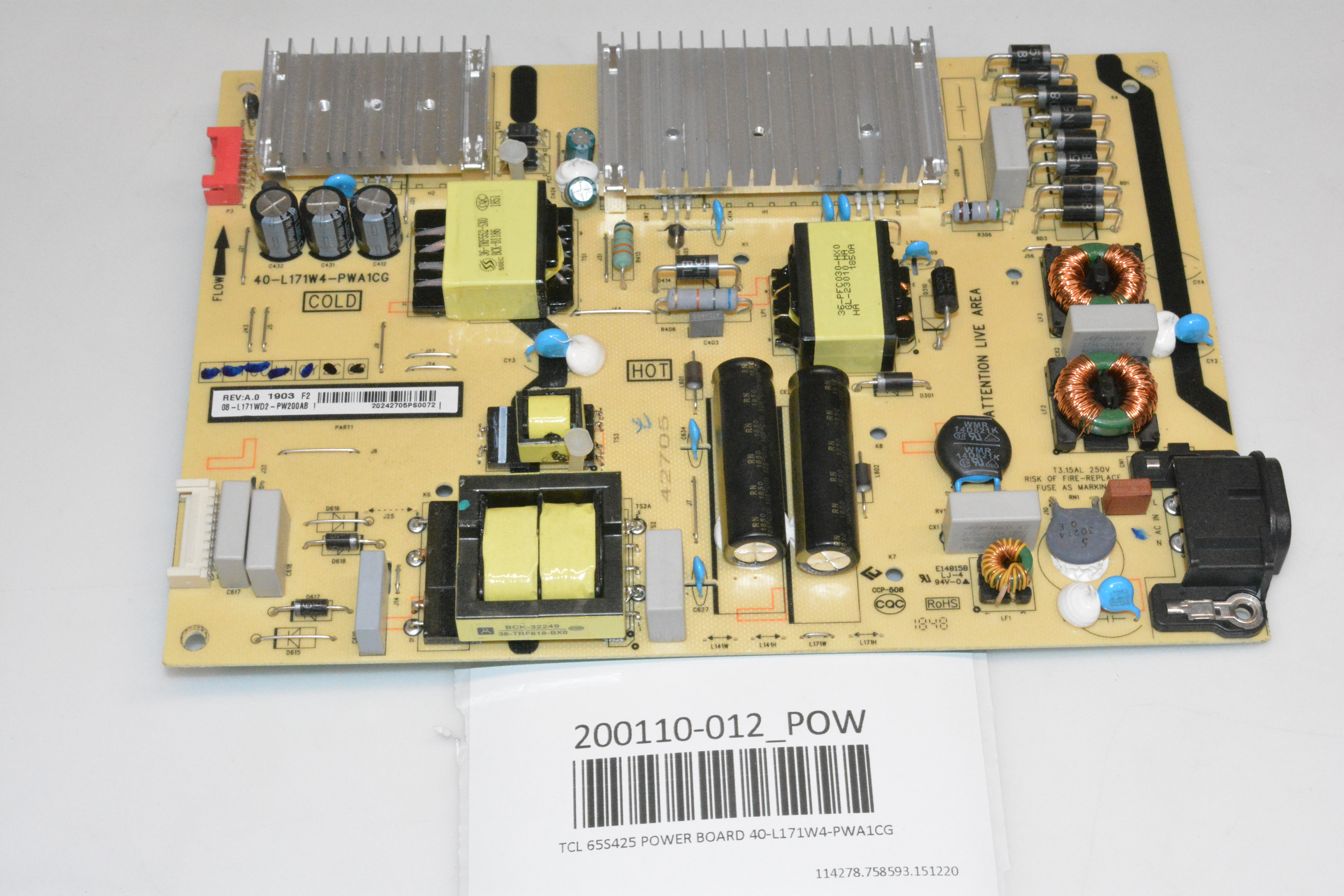TCL 65S425 POWER BOARD 40L171W4PWA1CG eBay