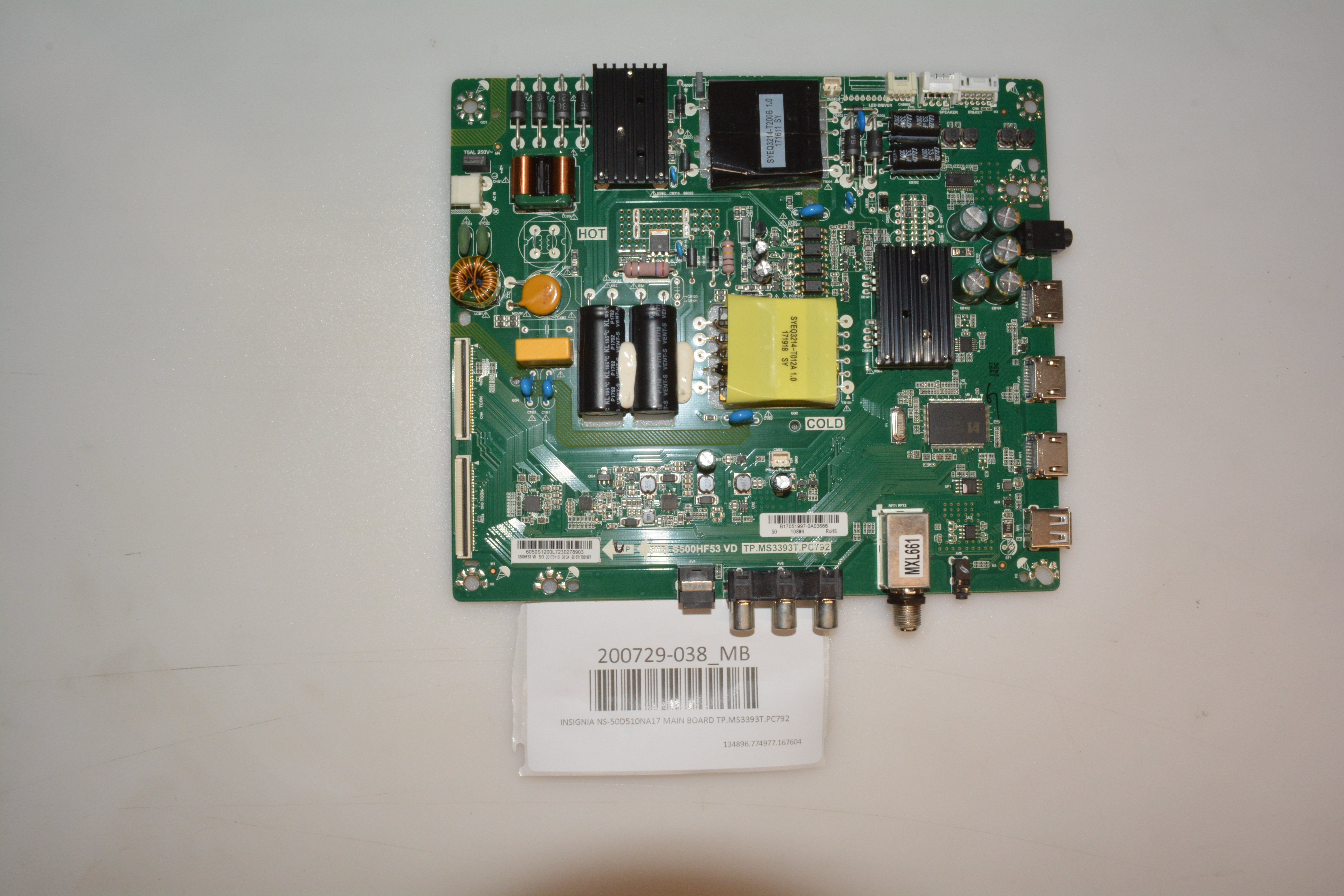 INSIGNIA NS-50D510NA17 MAIN BOARD TP.MS3393T.PC792 | eBay