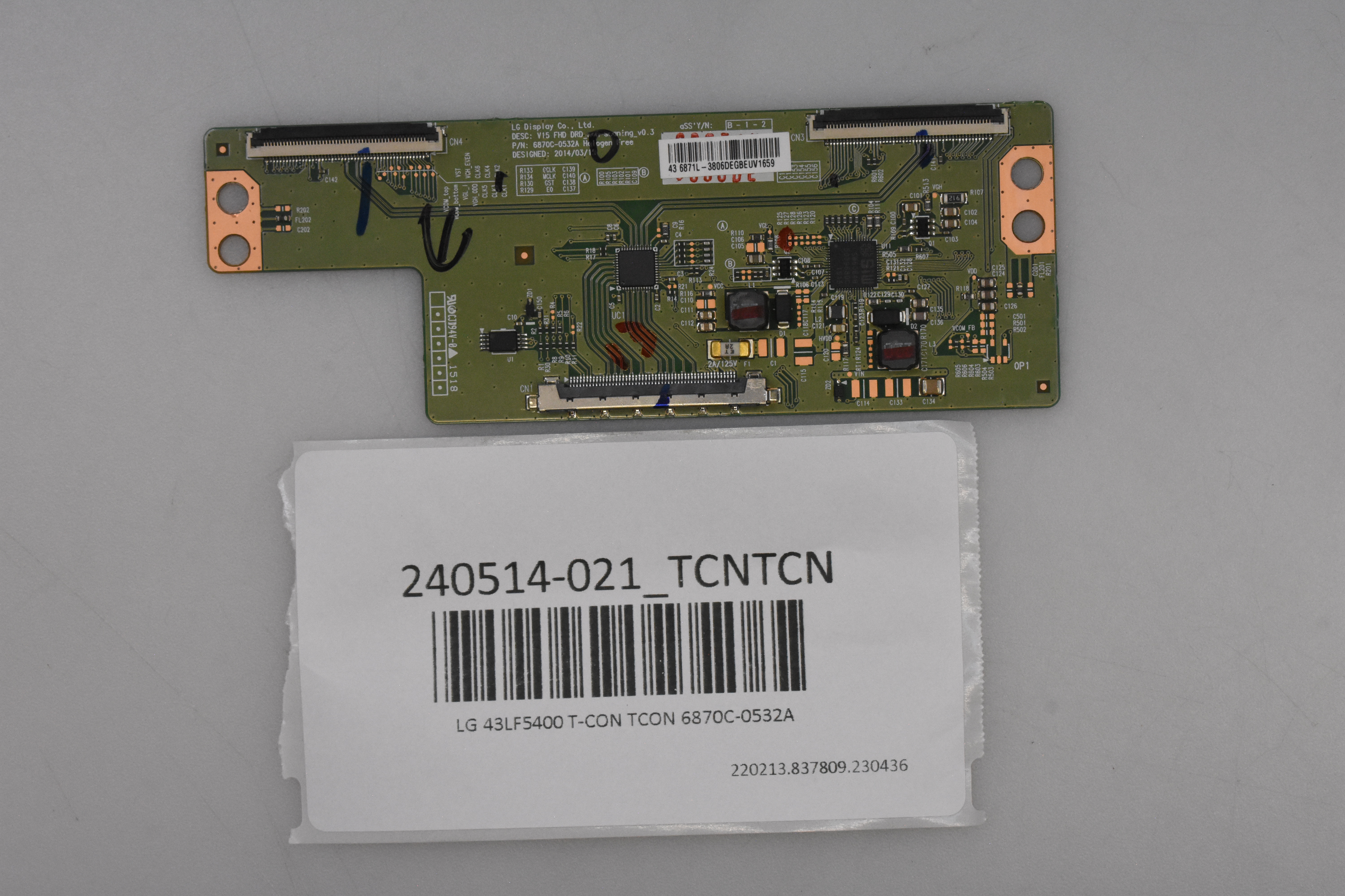 Tcon 6870c-0532a 5b3190 3806l1 Extraido De Tv Lg 43lk6100plb Panel Hc430dun Slur2 A14x Tcon 6870c-0532a 5b3190 3806l1 Extraido De Tv Lg 43lk6100plb Panel Hc430dun Slur2 A14x