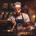 Chef Curry and King James Logo