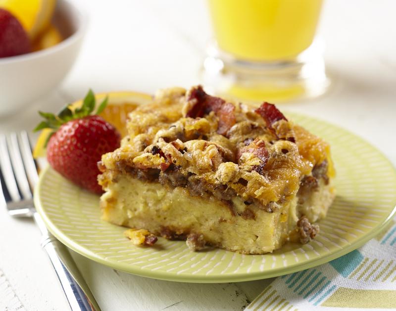 Sausage Bacon and Cheese Strata