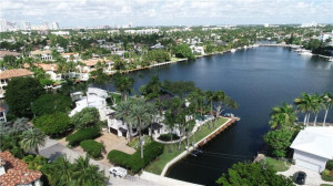 Photo for 2317 Solar Plaza Drive, Fort Lauderdale, FL 33301 - listing #FX-10303195 FRONT ELEVATION DRONE SHOT LOOKING WITH PANORAMIC VIEWS OF SUNSET LAKE