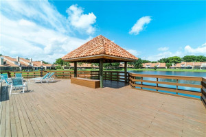 Covered tiki area, overlooks the lake at the pool.