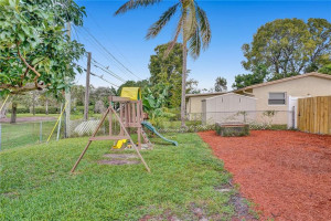 Large back yard for the kids, pets, a garden and playset.