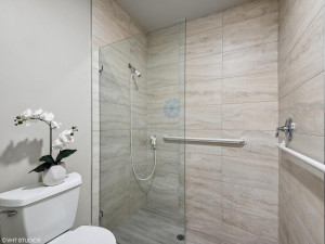 oversized Primary shower with new designer tiles.