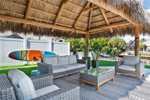 Enjoy indoor outdoor living under your Tiki hut