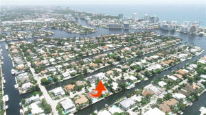 North East View of the neighborhood of Seven Isles. Intracoastal Waterway and Atlantic Ocean in the background.