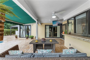 Dessert under the 19' covered patio with gutters.