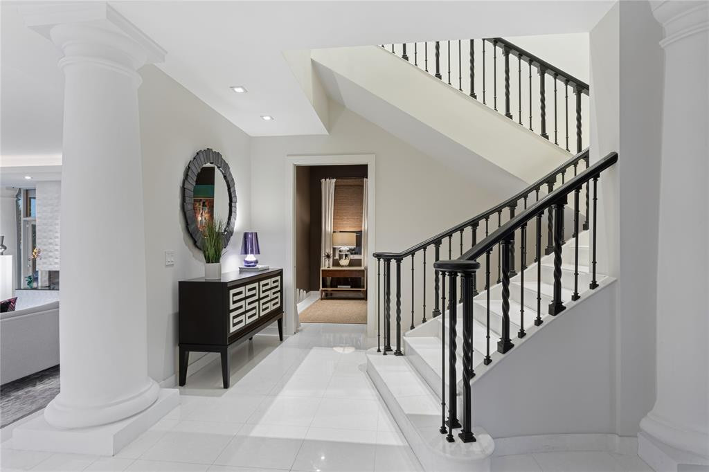 Stairway at the entryway outside of the Den.