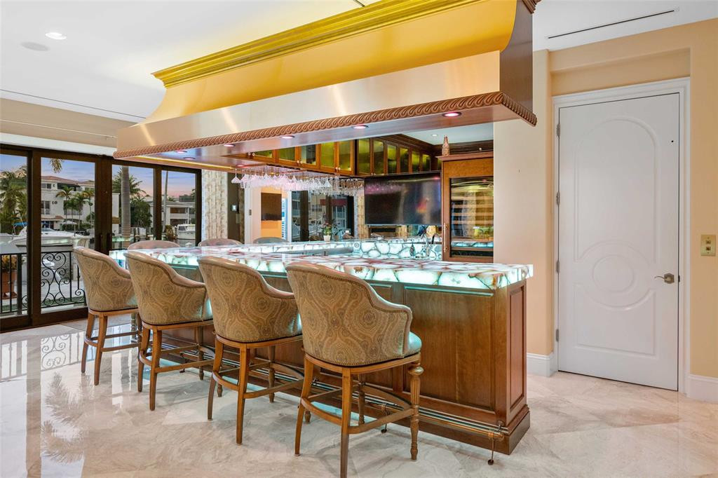 Wet Bar with Agate Top & Copper Hood