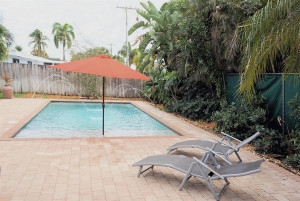 Relax in or out of the pool with or without the fountain.