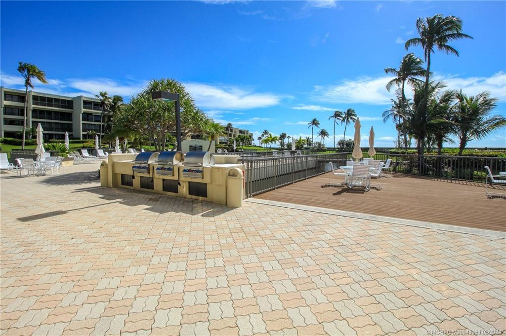 Community grills and seating area.